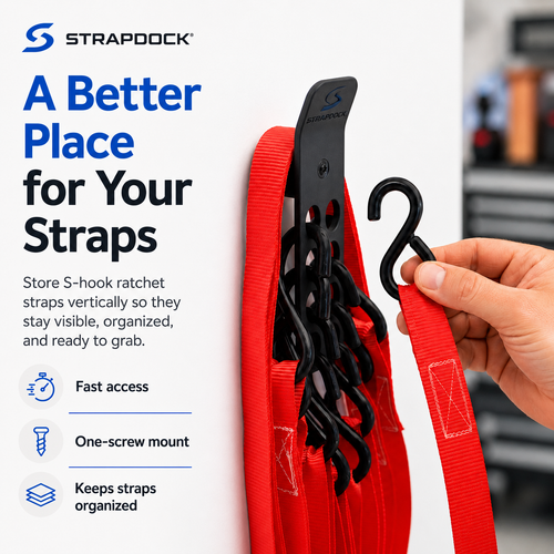 StrapDock strap organizer: organized storage for your ratchet straps and bungee cords