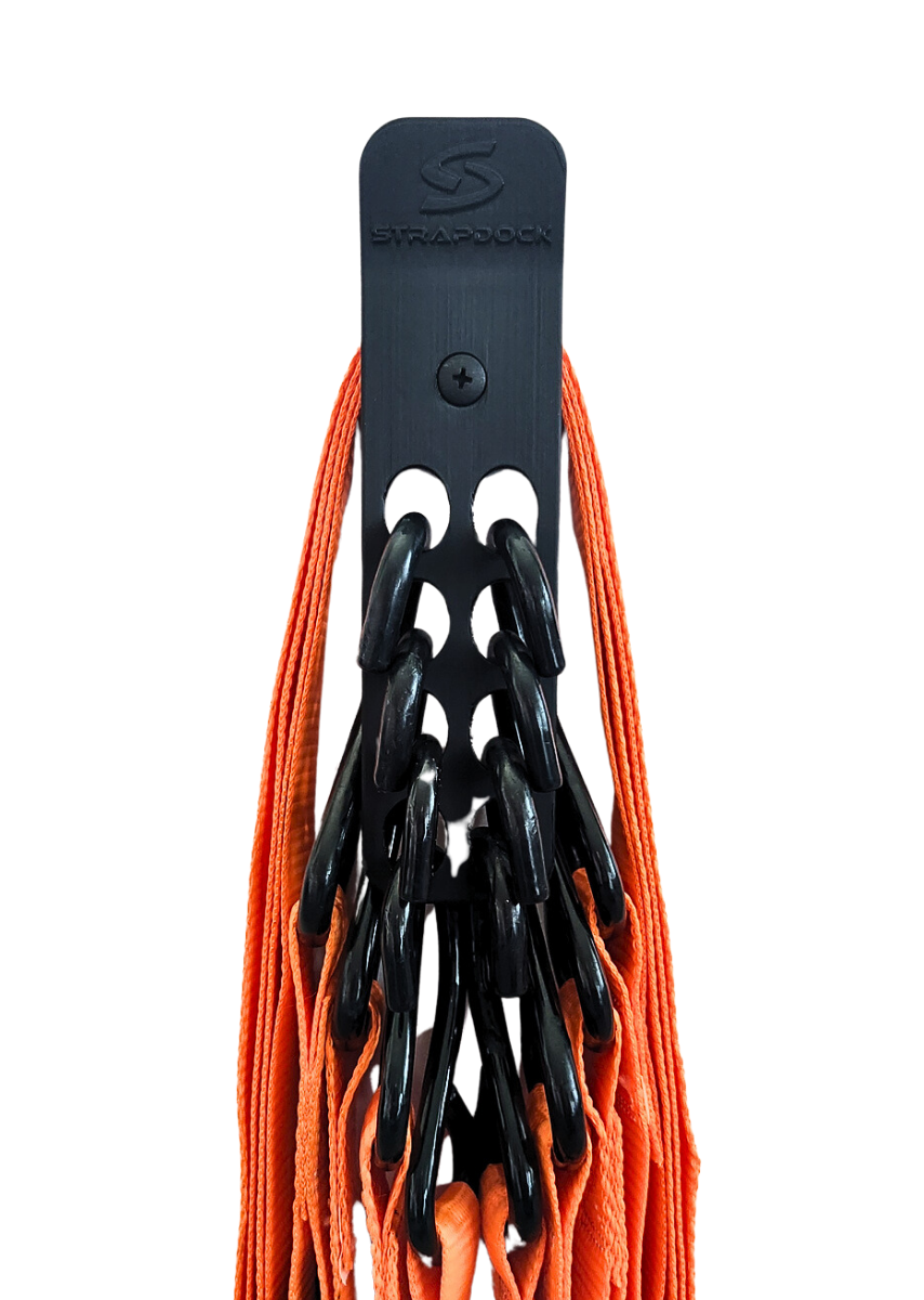 StrapDock™ – Compact Vertical Cargo Strap & Bungee Cord Organizer